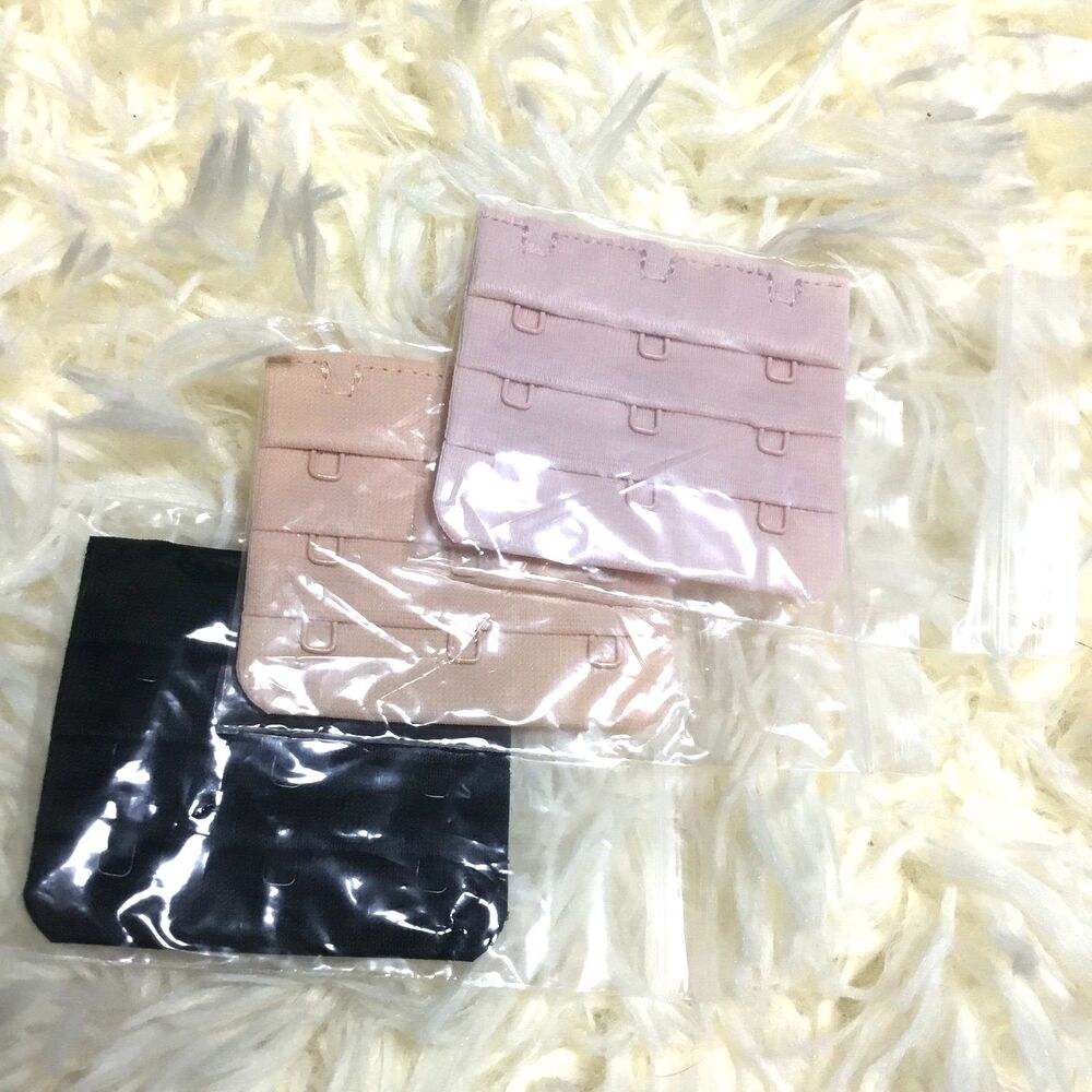 NWOT bra extenders pink nude black 3 rows of catches 2" x 2.5"